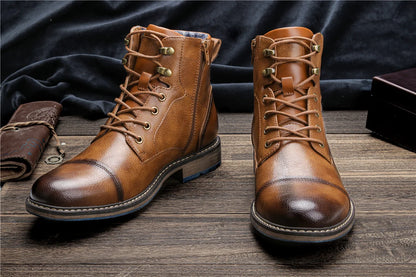 2023 Retro Men’s Leather Boots – Comfortable Spring Fashion Boots, Size 7-13