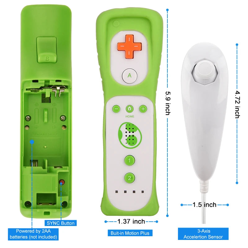 Wii Remote and Nunchuck Controller Set with Motion Plus – Gamepad for Nintendo Wii Console