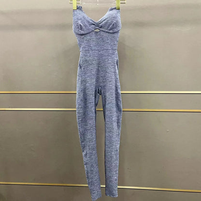 Women’s Black Sporty Jumpsuit – 2025 Workout Yoga Gym Set with Push-Up Fitness Overalls