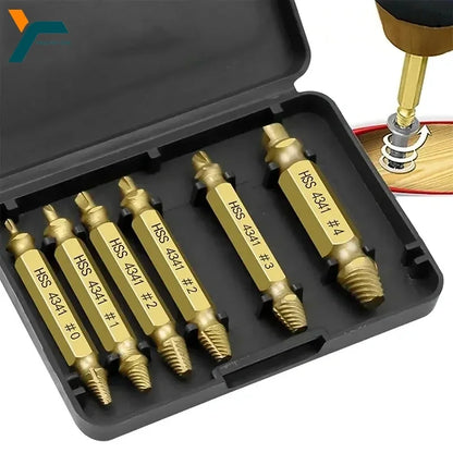 Damaged Screw Extractor Set - HSS Drill Bit Kit for Removing Stripped Broken Screws with Power Tools