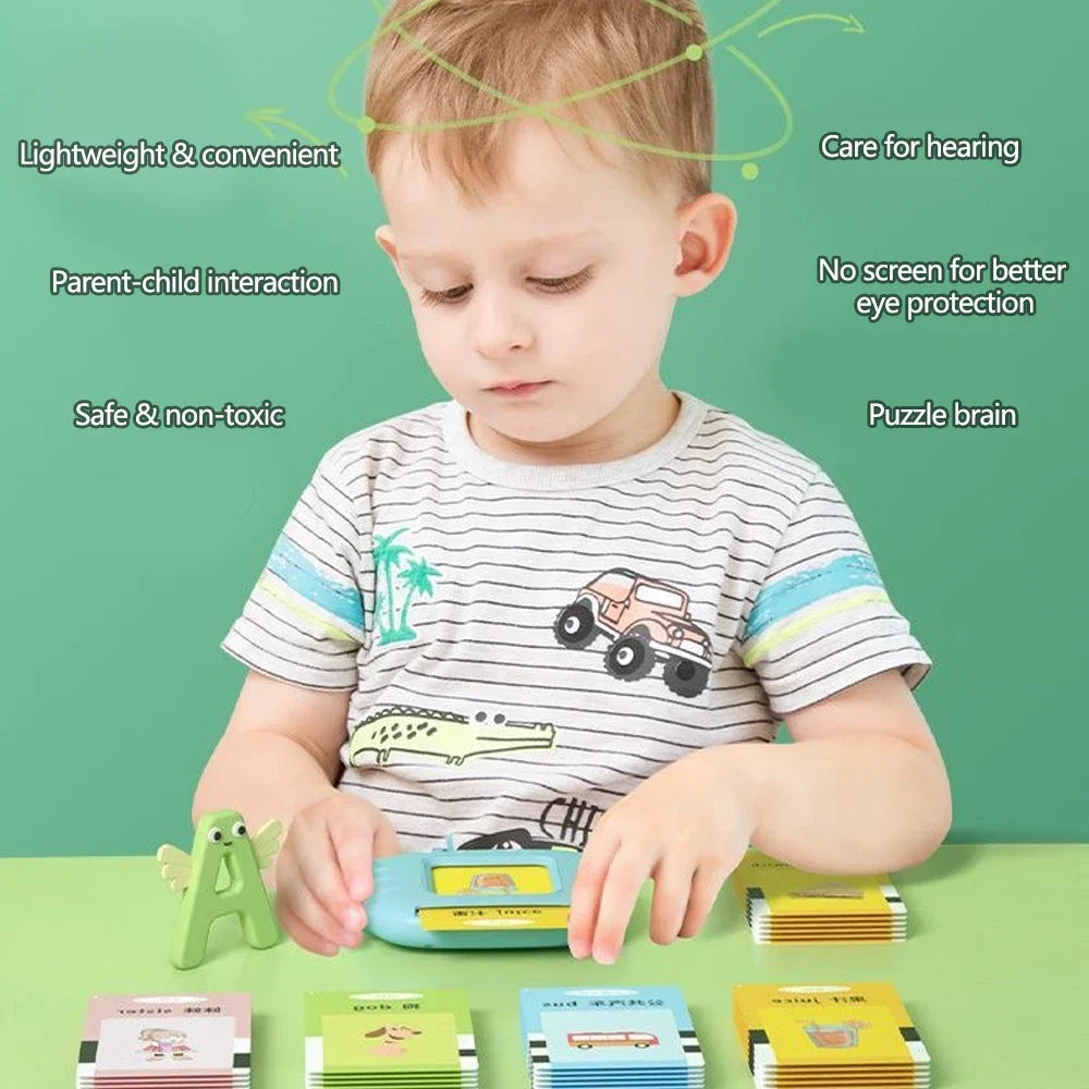 Early Education Flashcards – Talking English Learning Toys for Kids, Preschool Electronic Audio Book Machine Gift