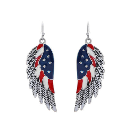 American Flag Drop Earrings - USA Patriotic Red White Blue 4th of July Jewelry Accessories for Women
