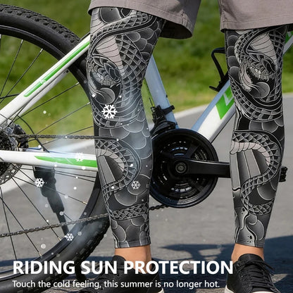 KoKossi Tattoo Print Leg Sleeves - Ice Silk Breathable Non-Slip Compression Sleeves