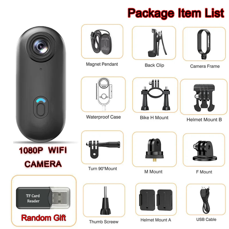 POV 4K Magnetic Sports Action Camera – 30M Waterproof Mini Body Cam with WiFi 2.4G Wireless, Helmet & Motorcycle Vlog Camera for Cycling & Outdoor Use
