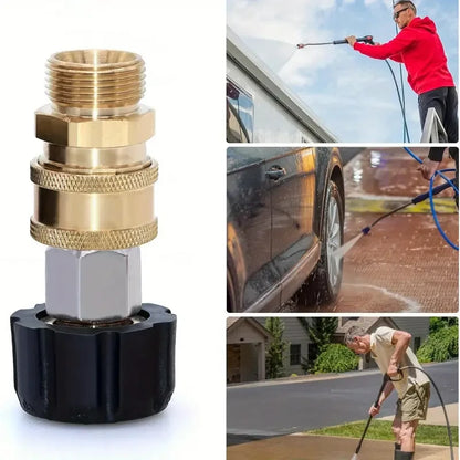 Pressure Washer Adapter Set — 3/8" Quick Connect Kit, M22 14mm Male-Female Thread, 5000 PSI Spray Gun Connector