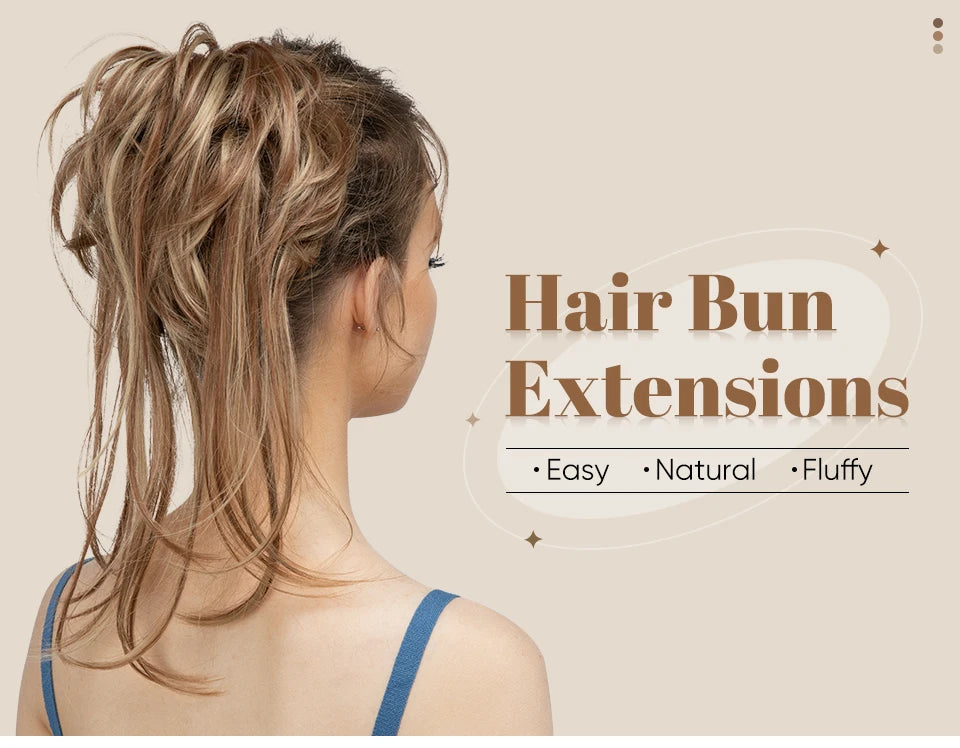 Synthetic Elastic Messy Bun Hairpiece – Curly Scrunchie Chignon, Black, Blonde, Brown Updo Donut for Women, Natural Fake Hair