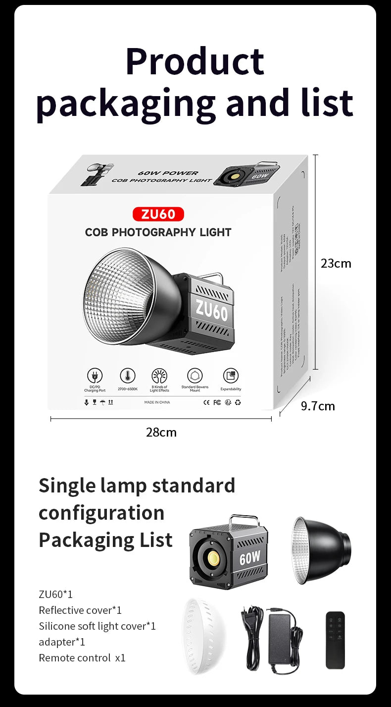 LED Fill Light Handheld COB Photography Light - Dual Color, Gentle Light for Outdoor Shooting, YouTube, TikTok, Vlog with Remote Rocker