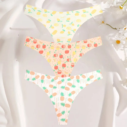 3PCS Women’s Sexy G-String Set - Colorful Seamless Bikini T-Back Low Waist Lingerie Underwear