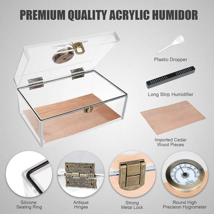 Scotte Acrylic Cigar Case Humidor – Holds 20 Cigars, Includes Hygrometer, Humidifier, Cigar Cutters, Punch & Accessories