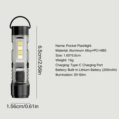 Mini USB Rechargeable LED Keychain Flashlight - Super Bright Magnetic Portable Light for Outdoor, Camping & Emergency Use