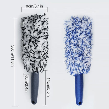 SEAMETAL Car Wheel & Tire Cleaning Brush – Portable Plush Hub Brush for Car Detailing and Dust Removal
