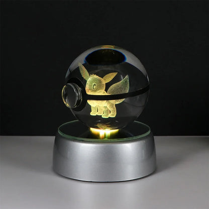Pokemon Crystal Ball Night Light – Pikachu, Gengar, Eevee, Mewtwo & Lucario LED Pokeball, Kids Birthday Gift & Home Decor