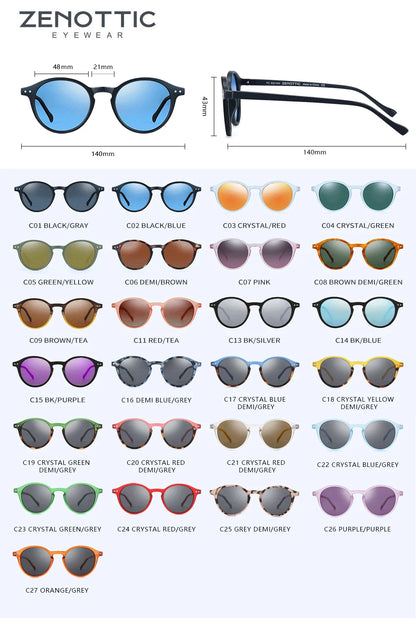 ZENOTTIC Retro Polarized Small Round Sunglasses – Vintage UV400 Shades for Men & Women 2023–2024