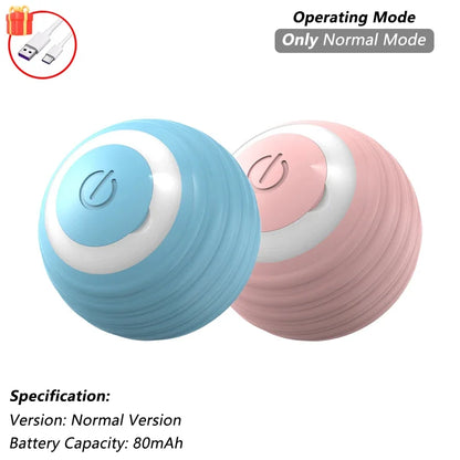 iLMH Smart Cat Interactive Ball Toy - Rechargeable Automatic Rolling Mouse Toy with Faux Tail for Pet Training & Play