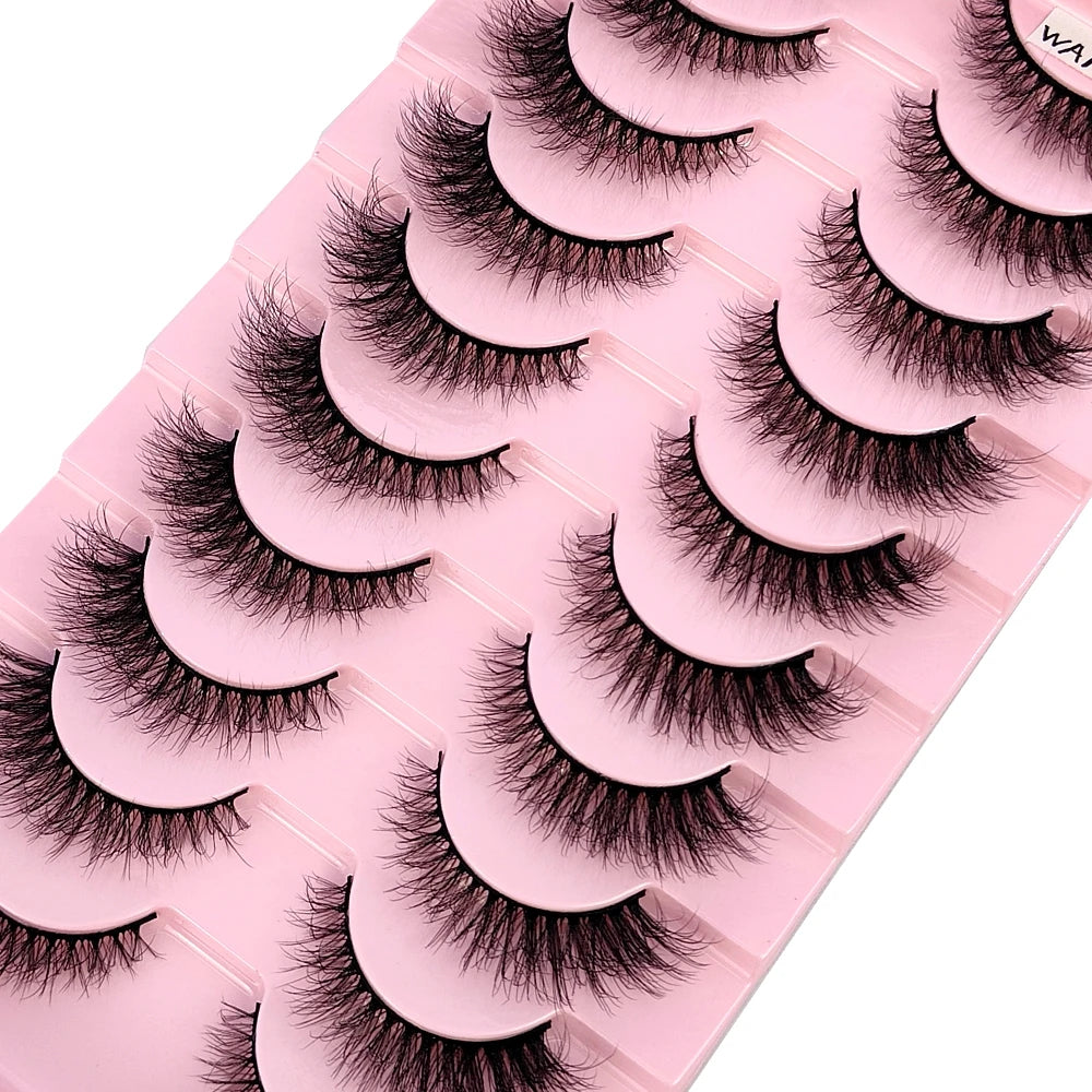 HBZGTLAD 10 Pairs 3D Faux Mink False Eyelashes – Natural Long Look Short Mink Lash Extensions for Makeup & Beauty
