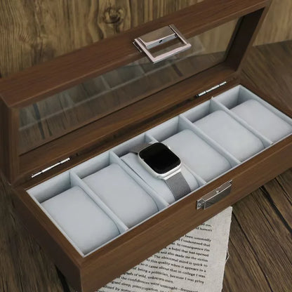 Black Walnut Grain Wooden Watch Box — Set of 6 Storage & Display Packaging Boxes
