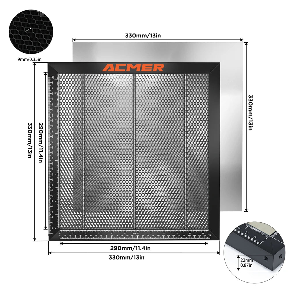 ACMER Laser Cutting Honeycomb Table – 300x300/330x330/400x400/440x440mm for CO2 & Diode Laser Engraver Machines