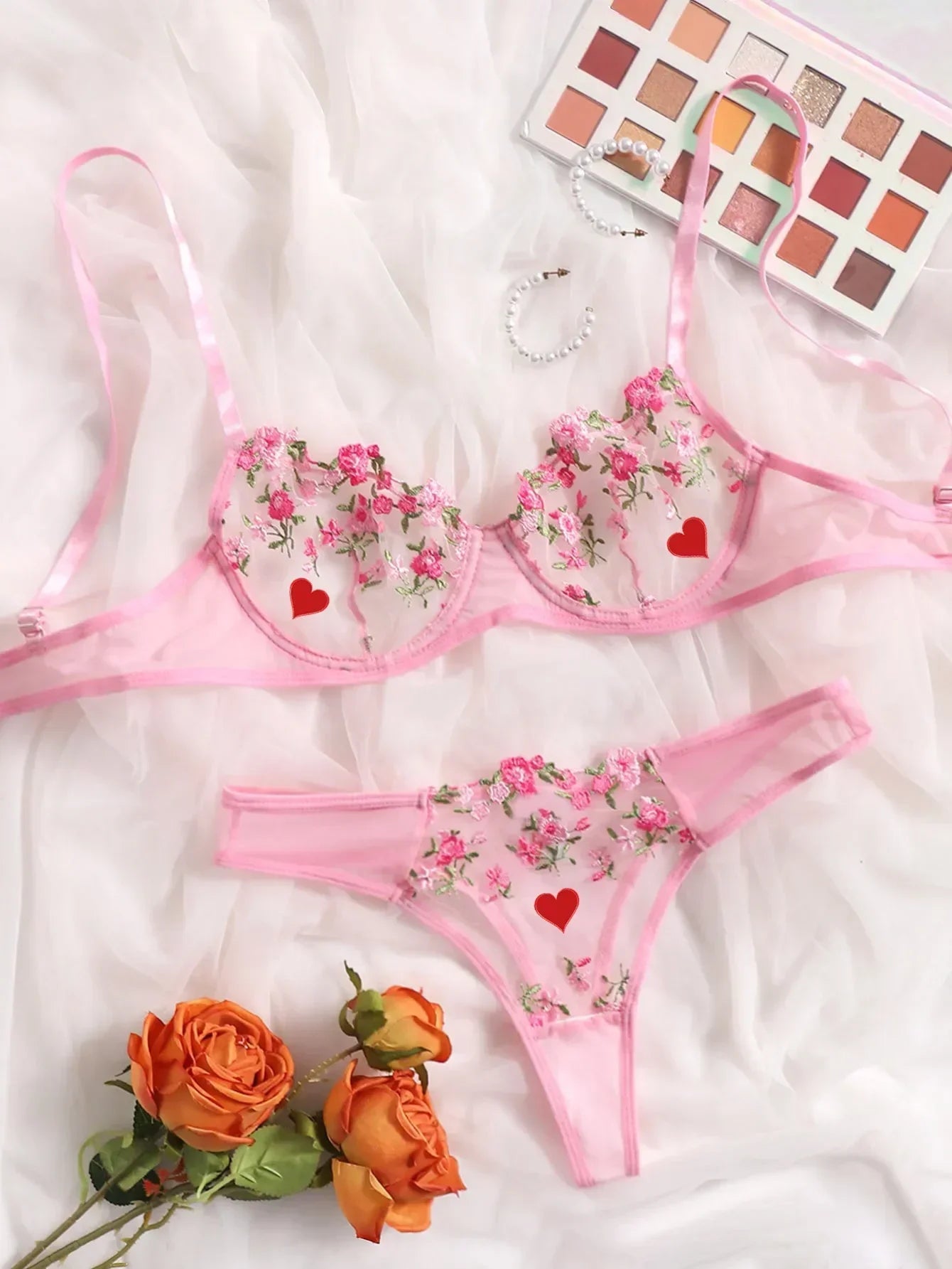 Sexy Lace Floral Lingerie Set for Women — Transparent Bra & Underwear Party Set, Sizes S-XL