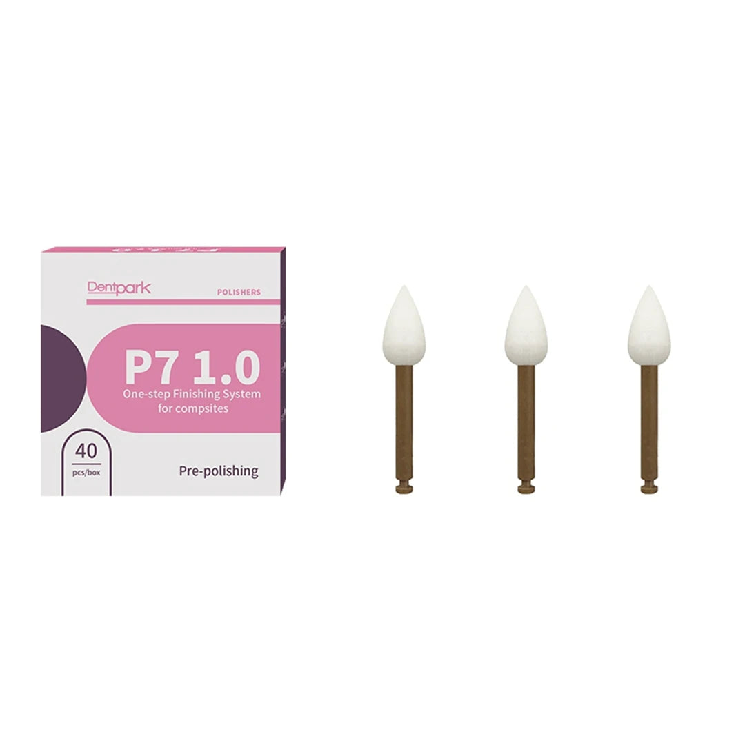 Dentpark 40pcs Dental One-Step Finishing System — P7 1.0 Finisher Cups, Points, Discs for Composite Polishing with RA Shank