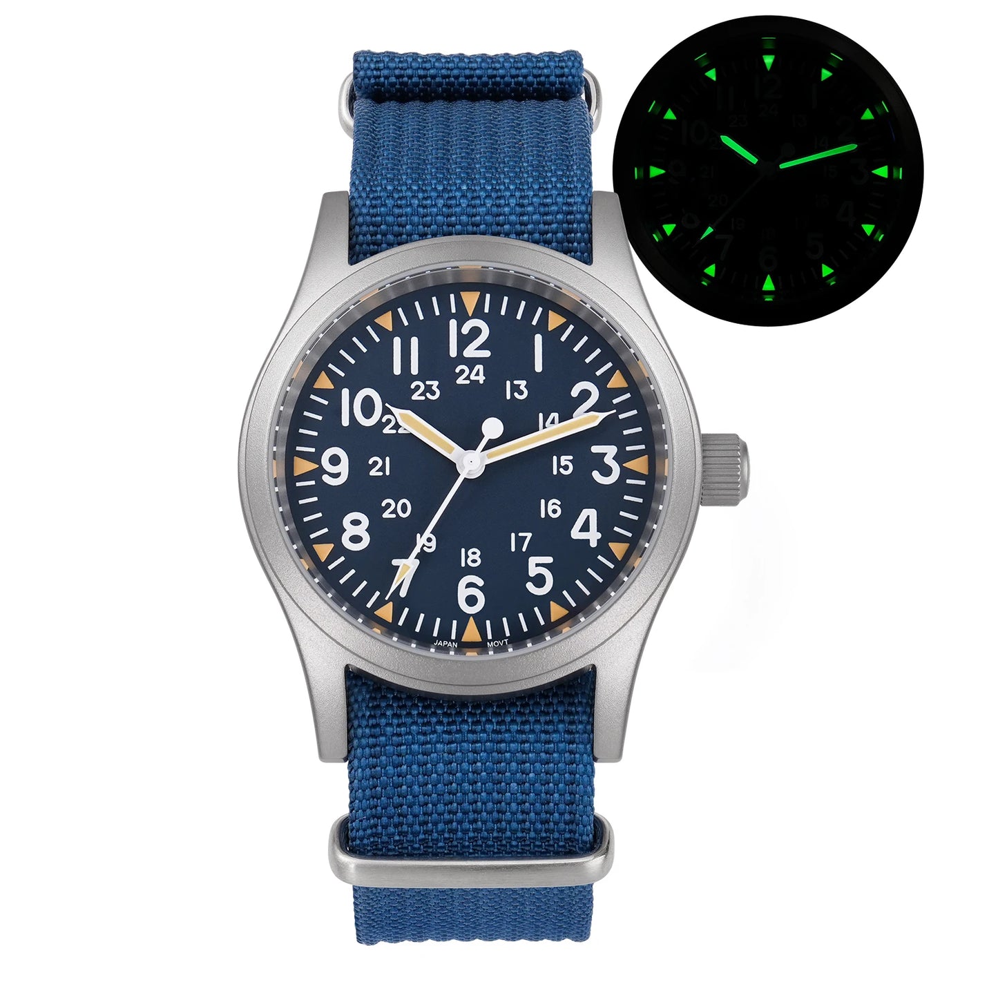 Militado ML05 Vintage Quartz Watch 38mm with VH31 Movement, Domed Sapphire Crystal, AR Coating & Luminous Dial