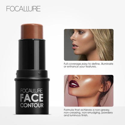 FOCALLURE Bronzer Highlighter Stick - Waterproof Body & Face Contour, Corrector & Illuminator Cream for Women's Makeup