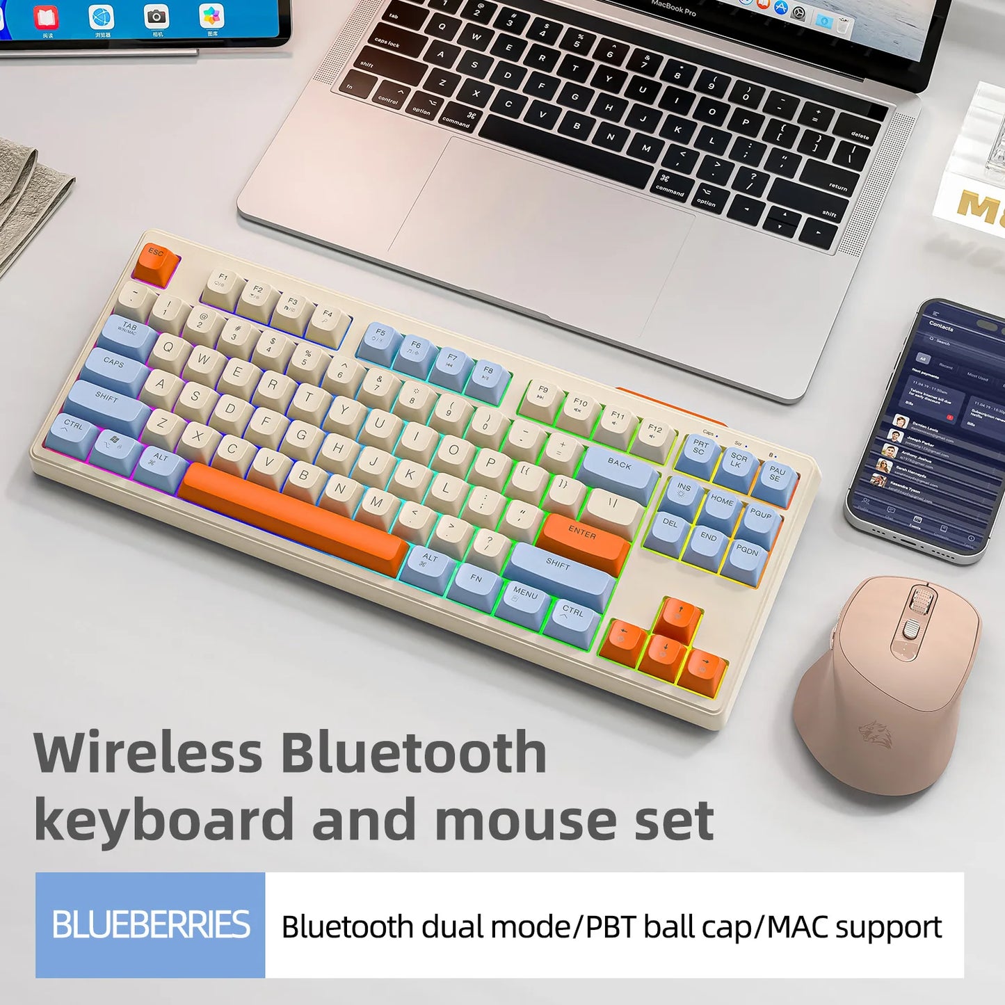 M87 Wireless 87-Key RGB Gaming Keyboard – Dual Mode Bluetooth with PBT Keycaps
