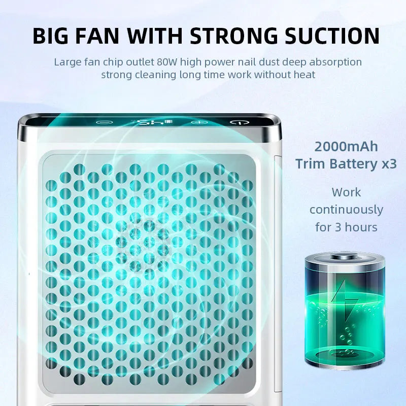 Powerful Nail Dust Vacuum Collector – Professional Nail Dust Extractor with Reusable Filter, Adjustable Speed Manicure Equipment