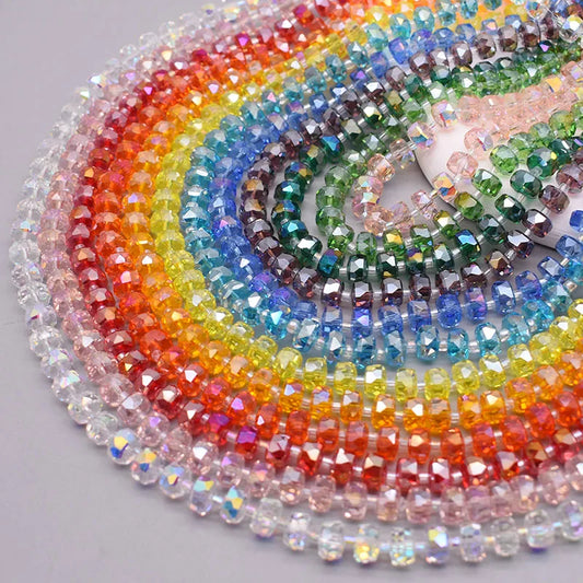 8mm Crystal Glass Beads Set - 30PCS Color Wheel Faceted Round Loose Beads for DIY Jewelry Making & Bracelets