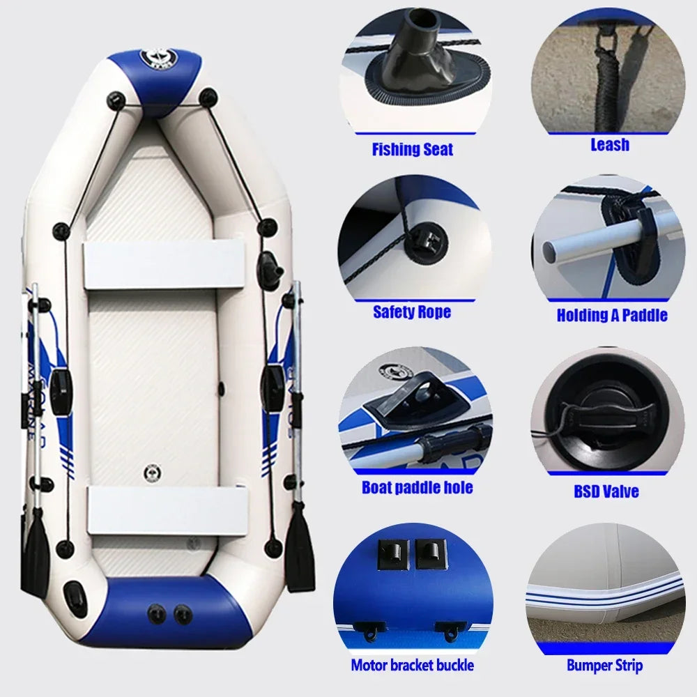 PVC 3-Layer Inflatable Boat – Wear-Resistant Fishing Kayak for 2-6 Persons, Rowing Canoe & Sports Boat