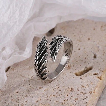 925 Sterling Silver Angel Wing Ring - Adjustable Women's Engagement & Wedding Jewelry