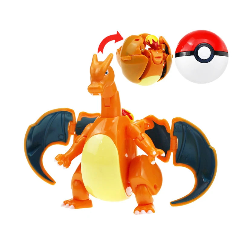 New Pokémon Action Figures – Pikachu, Charizard & Greninja Pocket Monster Poké Ball Deformation Toys for Kids Birthday Gifts