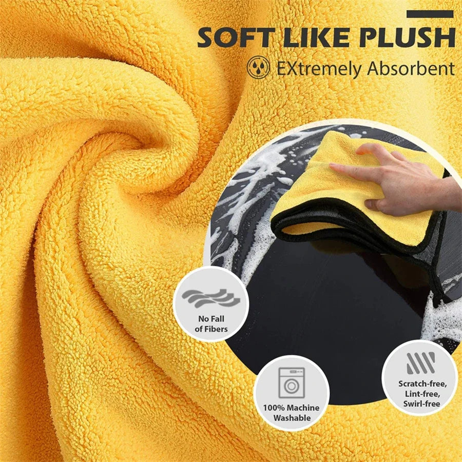 Microfiber Cleaning Towels – Thickened Soft Dual-Layer Car Wash & Drying Cloths (1/2/6/10pcs) Car Detailing Cleaning Rags