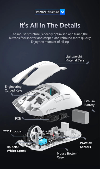 Attack Shark X11 Tri-Mode Wireless Gaming Mouse – 2.4GHz/Wired/Bluetooth PAW3311 22000DPI RGB PC Mouse 400IPS