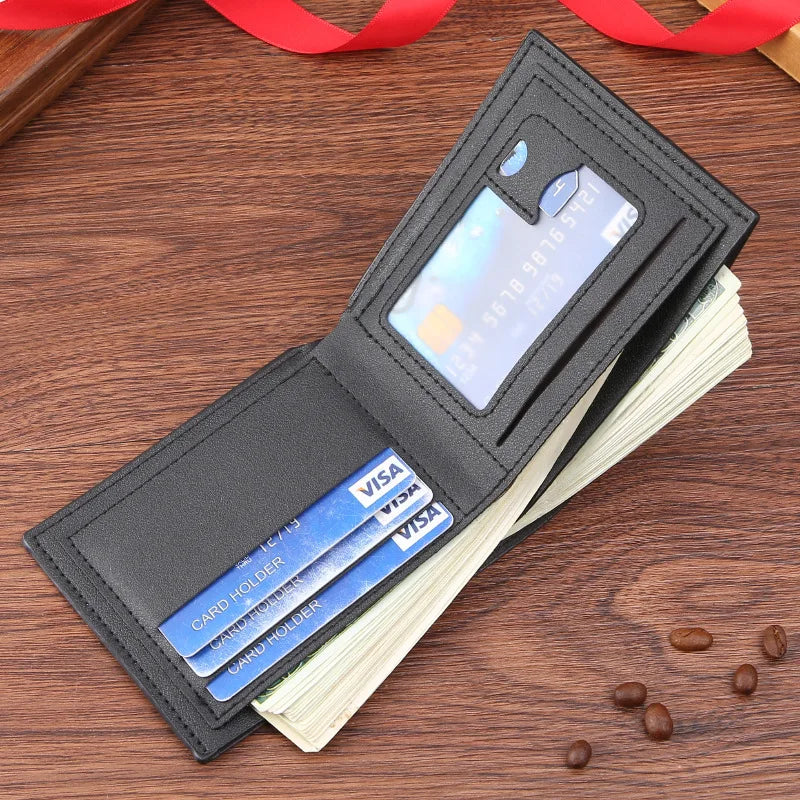 Men's Soft Leather Short Bifold Wallet with Credit Card & ID Holder – Business Billfold