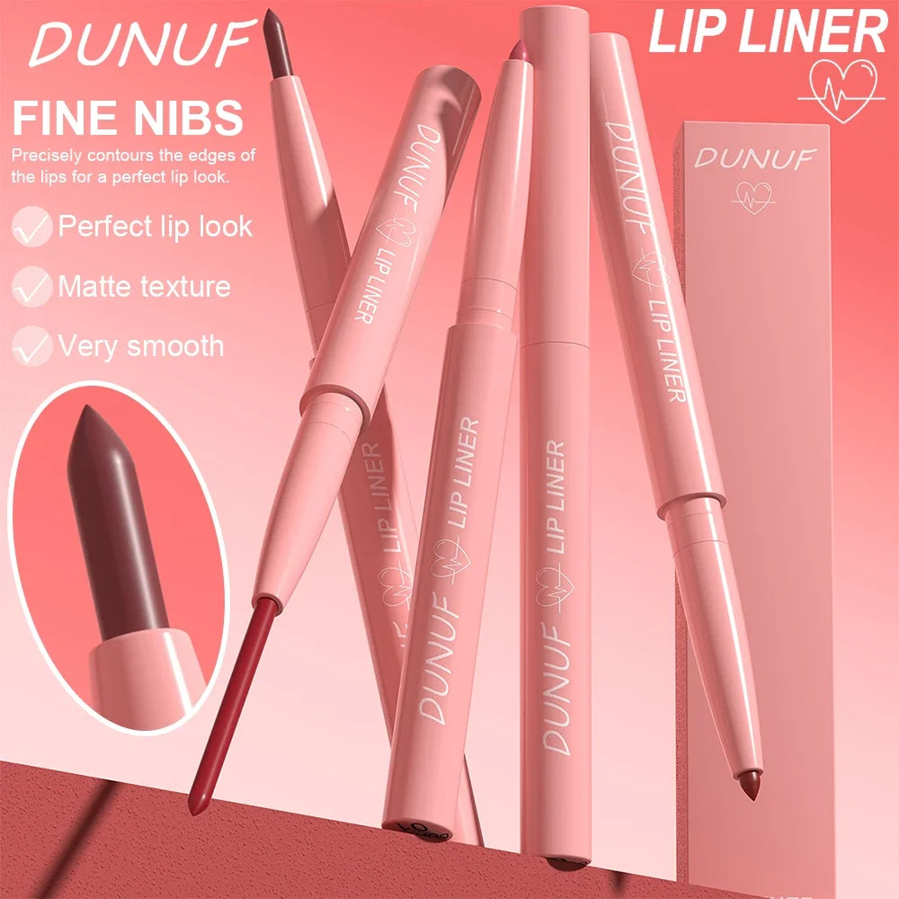 Matte Red Brown Lip Liner Pencil – Waterproof Slim Lip Contour Pen with Tapered Nib Long-Lasting Lip Stain