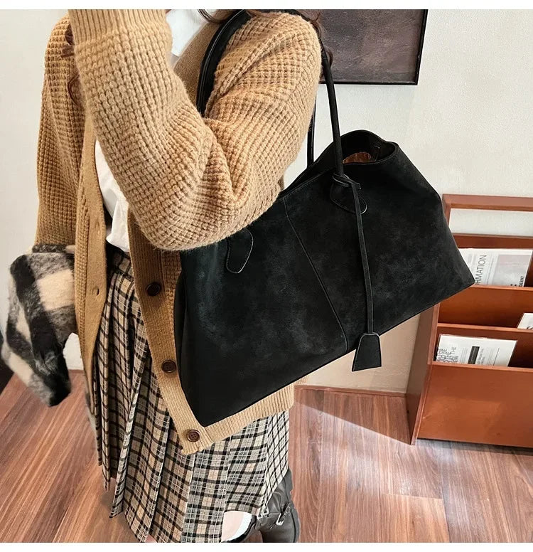 2025 Women’s Faux Suede Handbag – High-Quality, Versatile Large Capacity Shoulder Bag