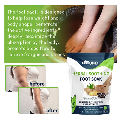 1-10 Bags Foot Bath Gel – Natural Herbal Foot Soak Beads for Detox, Dehumidification, Fatigue Relief & Leg Vein Repair
