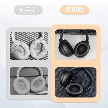 Replacement Protein Leather Ear Pads with Buckle – Soft Foam Cushion Earpads for QCY H3/H4/H3 Lite & TOZO HT2 Headphones High Quality Comfort Upgrade