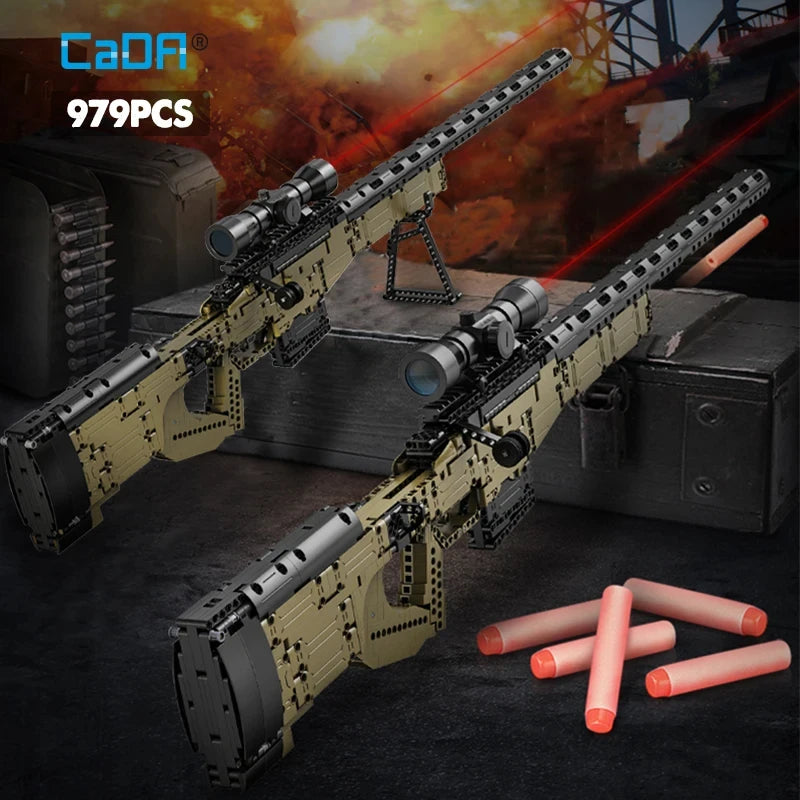 Cada 979-Piece City Police & Military Building Blocks Set – WW2 Sniper Rifle & Assault Rifle Bricks Toys for Kids Gifts