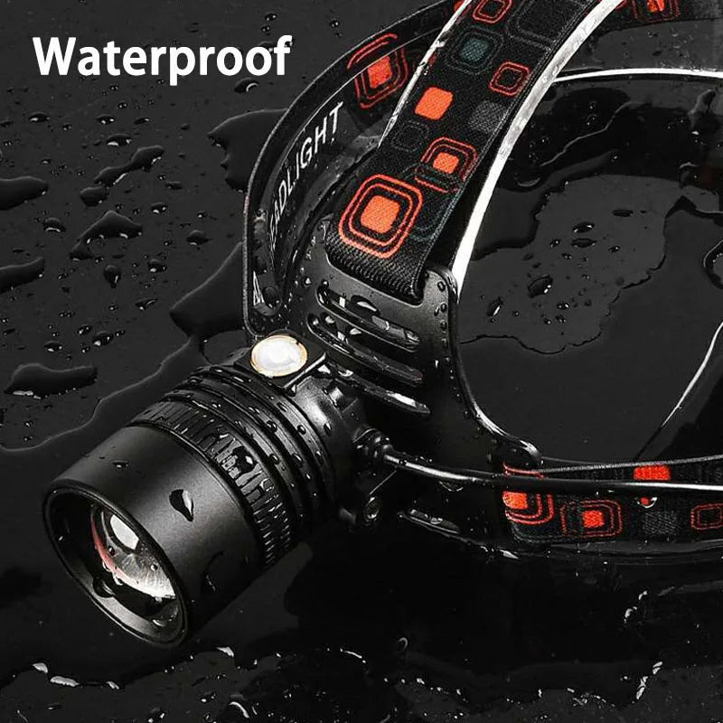 Powerful Rechargeable LED Headlamp – High Lumen Zoomable Telescopic Headlight, Waterproof Outdoor Work Head Torch with Adjustable Beam for Camping & Night Use