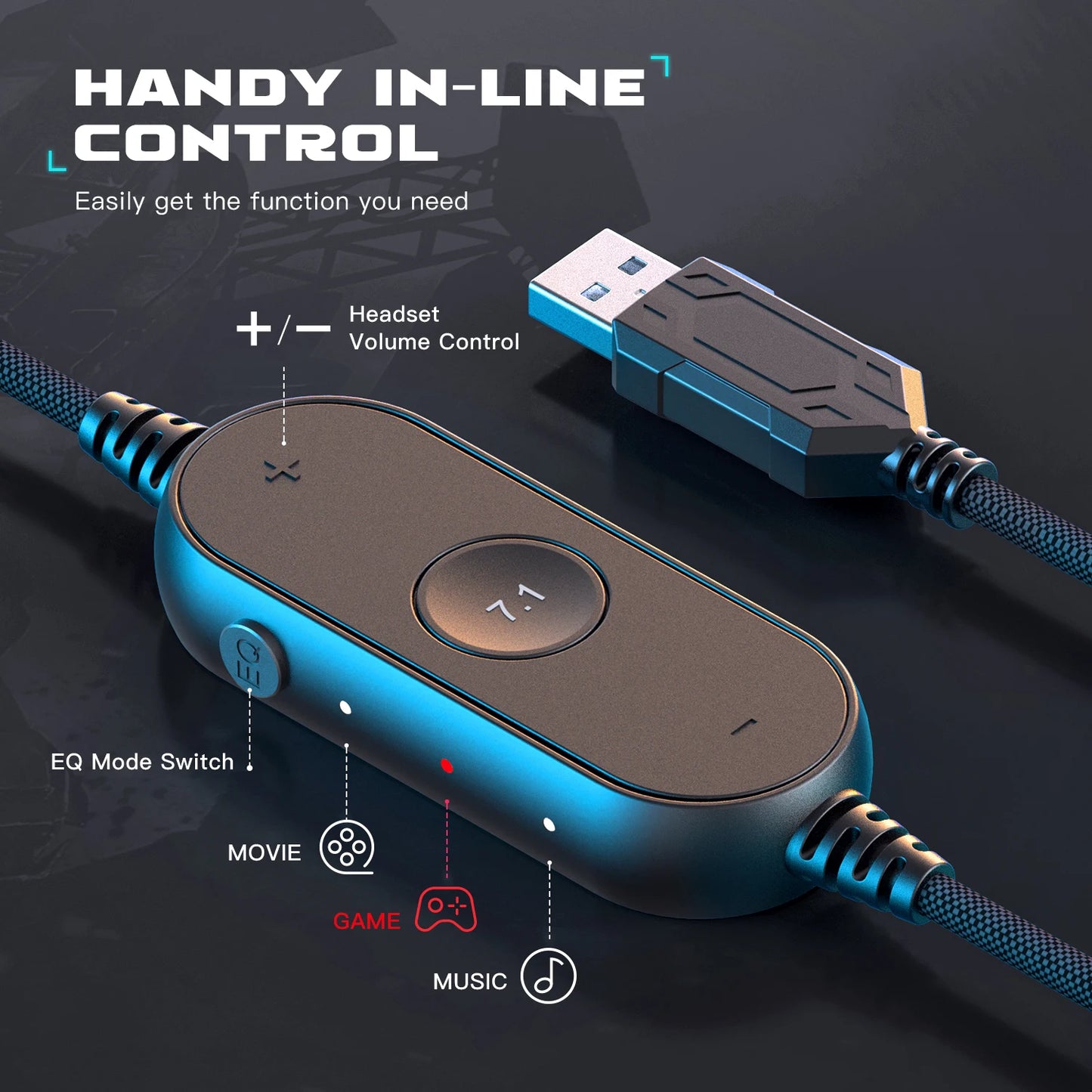 Fifine RGB Dynamic Gaming Headset — Over-Ear Mic Headphones with 7.1 Surround Sound & 3 EQ Modes for PC, PS4, PS5, Games & Music