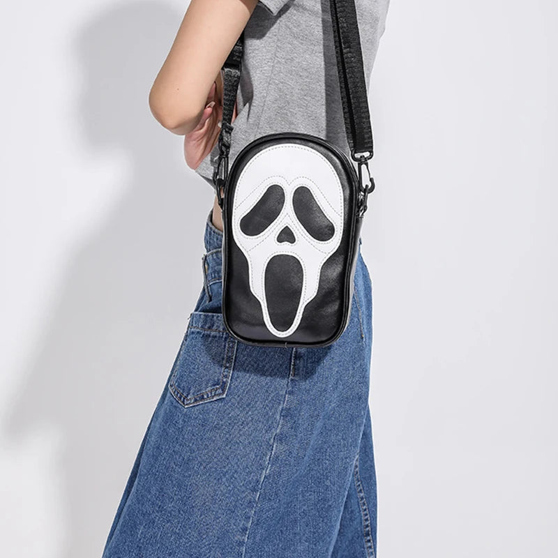 Halloween Ghost Crossbody Bag — Skull Shoulder Bag for Women & Girls, Y2K Punk Hiphop Skeleton Handbag