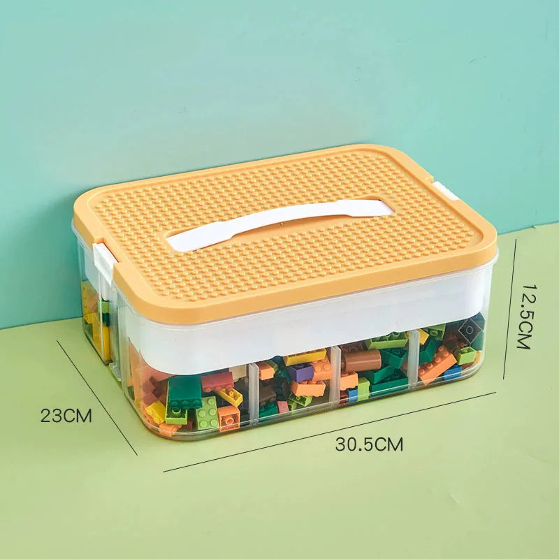 Stackable Kids Storage Box – Building Blocks Organizer with Handle, Adjustable Toy & Sundries Container for Children