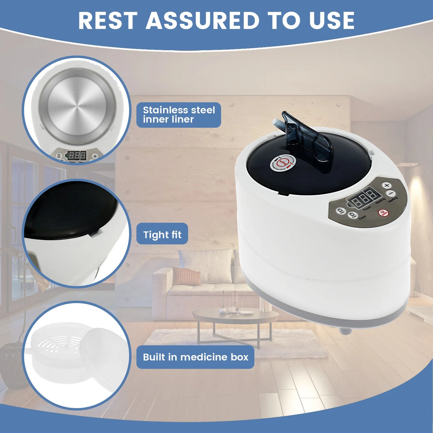 3L Sauna Steamer Machine – 1000W US Steam Pot Generator with Safety Protection for Bath Tub & Sauna Room