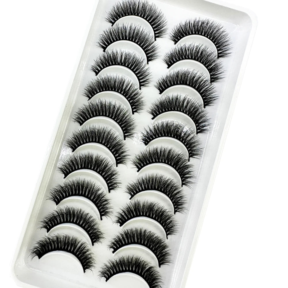 10 Pairs 3D Mink False Eyelashes – Natural Long & Short Fake Lashes Makeup Kit (38 Styles)