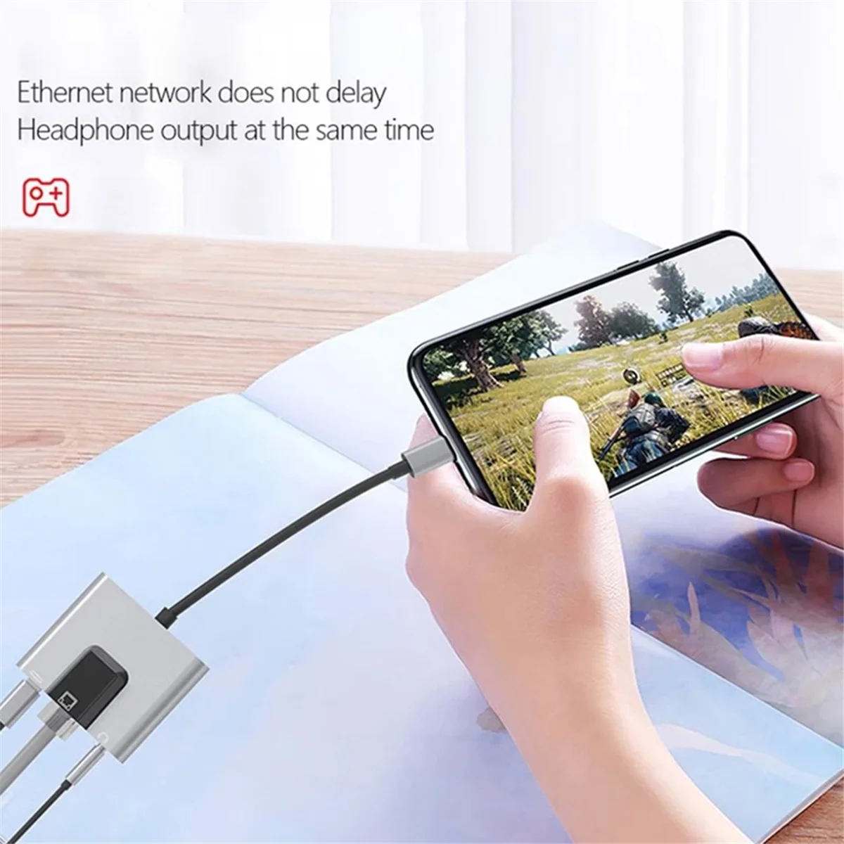 RGEEK USB-C to Ethernet Adapter Hub — Type-C to LAN, 3.5mm Audio & PD Charging Dock for iPhone & Android