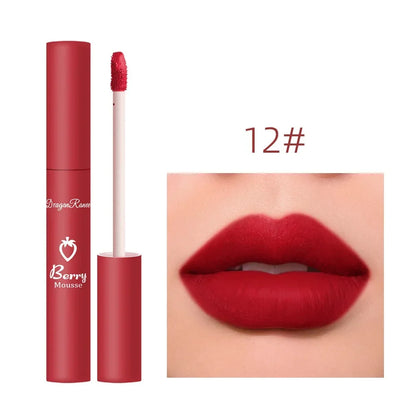 Nude Matte Lip Gloss - 12 Colors Long-Lasting Velvet Waterproof Non-Fade Non-Stick Lipstick for Women’s Makeup