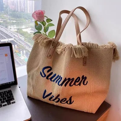 Women’s Large Canvas Tote Bag – Casual Shoulder & Handbag for Beach, Shopping, and Everyday Use