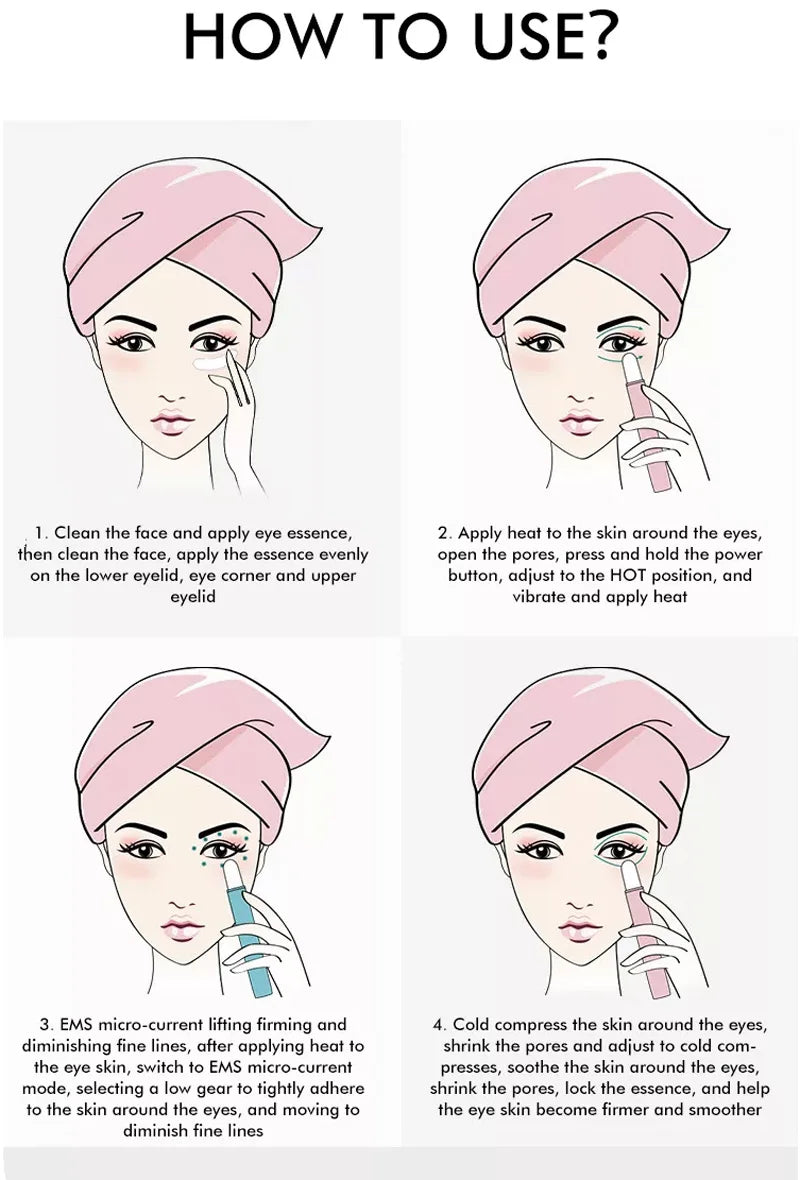 Eye Massager with Sound Wave Vibration – Electric Muscle Stimulation for Skin Lifting, Eye Bag & Wrinkle Removal, Nutrient Infusion