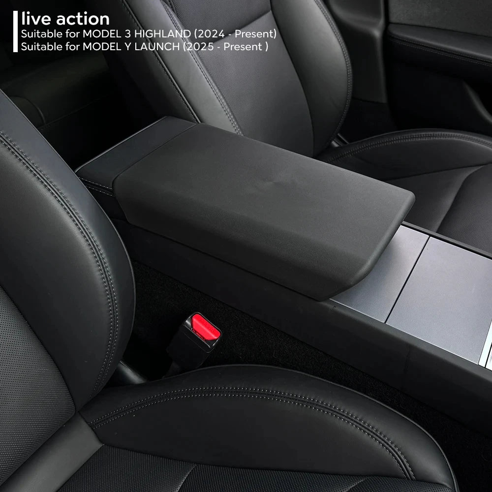 TPE Soft Center Console Armrest Cover for Tesla Model Y (2025 Juniper) & Model 3 Highland (2024) Interior Accessories
